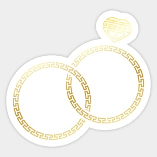 Chinese Double Happiness Wedding Rings Sticker